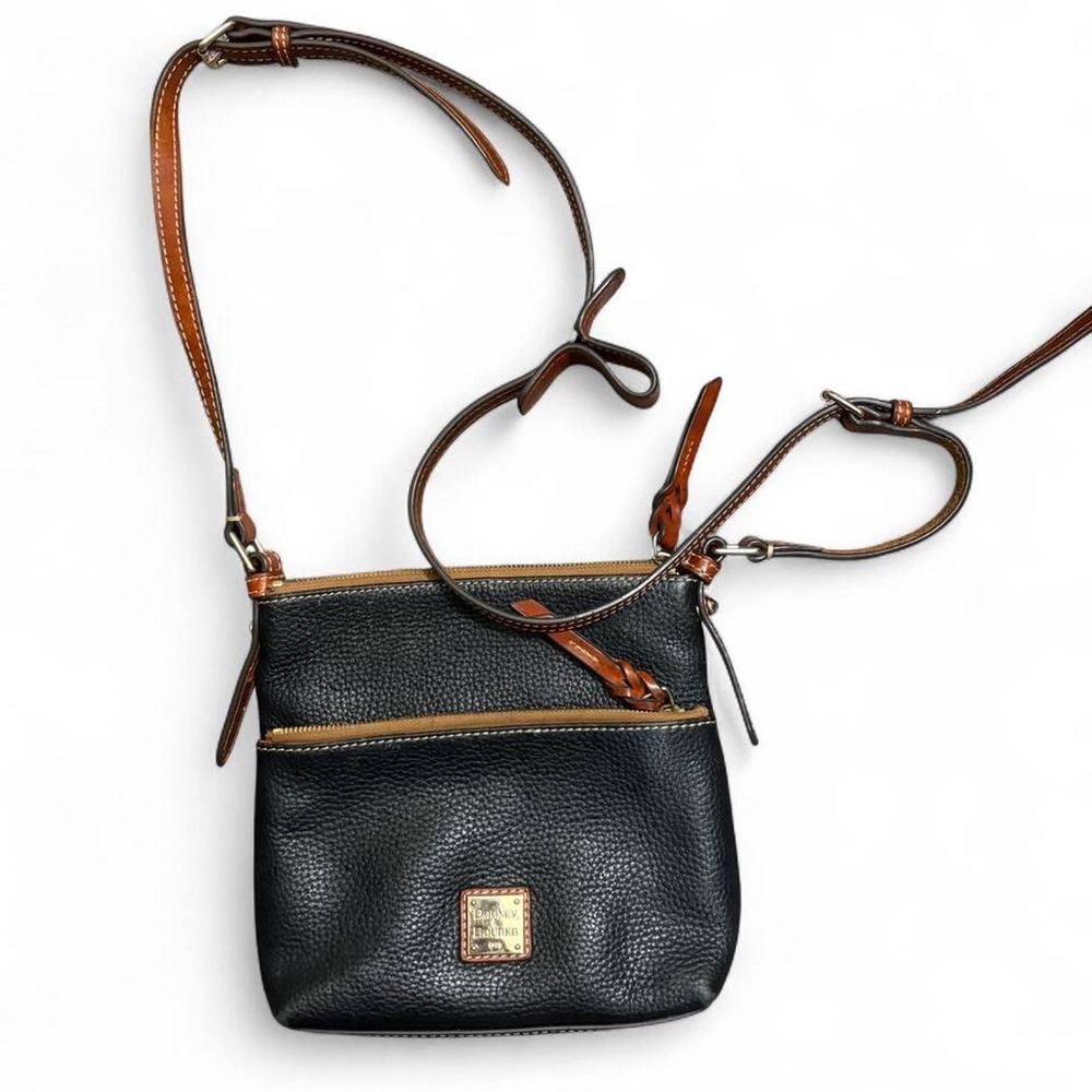 Dooney & Bourke Pebbled Leather Crossbody Bag Black Brown Adjustable Purse